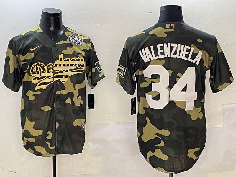 Men Los Angeles Dodgers #34 Valenzuela Camo Joint Name 2025 Nike MLB Jersey style 5->los angeles dodgers->MLB Jersey